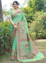 Soft Pure Silk Green Traditional Wear Weaving Saree